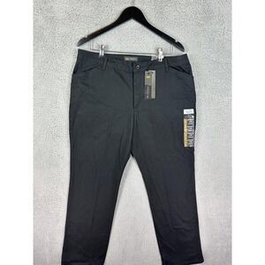 Lee Pants Womens 16 M Black Straight Leg Relaxed Fit Mid Rise Chino Stretch New